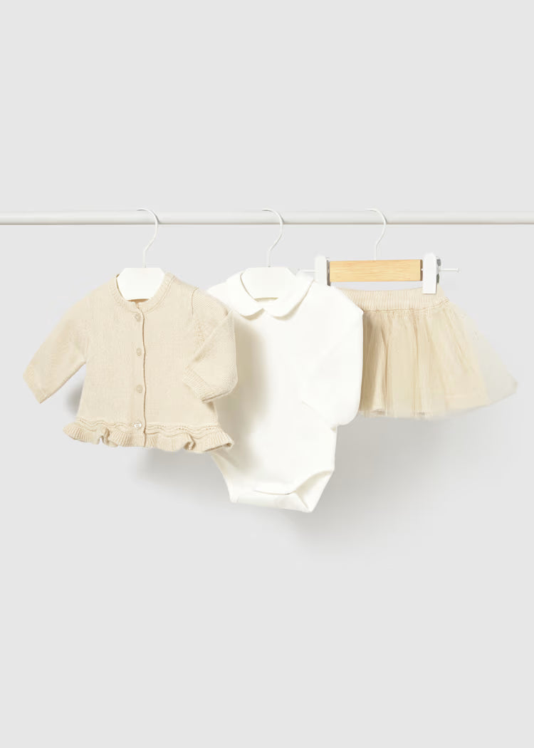 MAYORAL KIDS 3 PIECES TULLE KNIT SKIRT SET