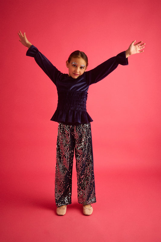 TC SPARKLING NIGHT SET VELVET TOP & SEQUIN PANTS