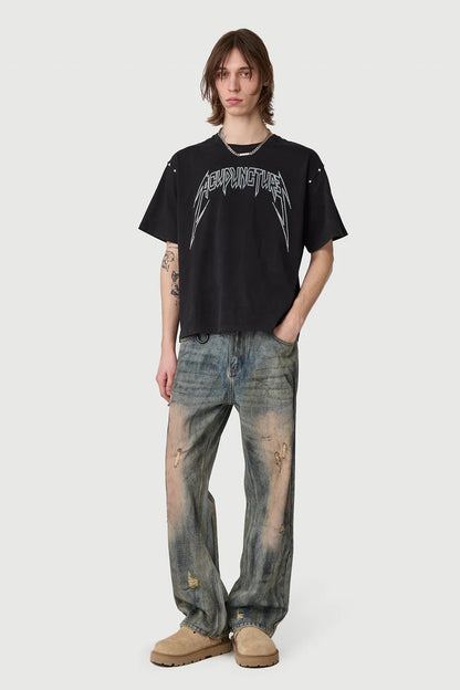 ACUPUNCTURE FASHION STUDDED METAL T SHIRT
