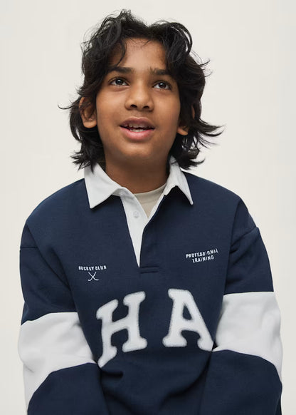 MAYORAL KIDS POLO NECK EMBROIDERED SWEATSHIRT