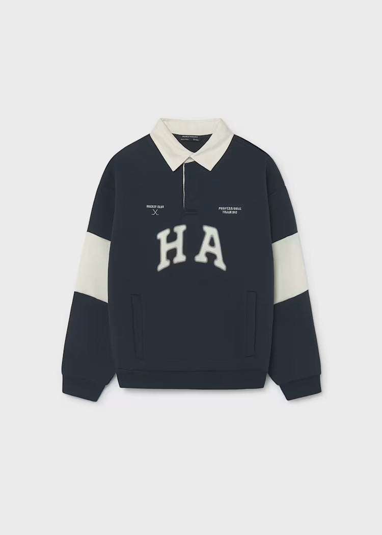 MAYORAL KIDS POLO NECK EMBROIDERED SWEATSHIRT