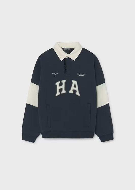 MAYORAL KIDS POLO NECK EMBROIDERED SWEATSHIRT
