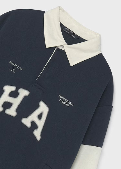 MAYORAL KIDS POLO NECK EMBROIDERED SWEATSHIRT