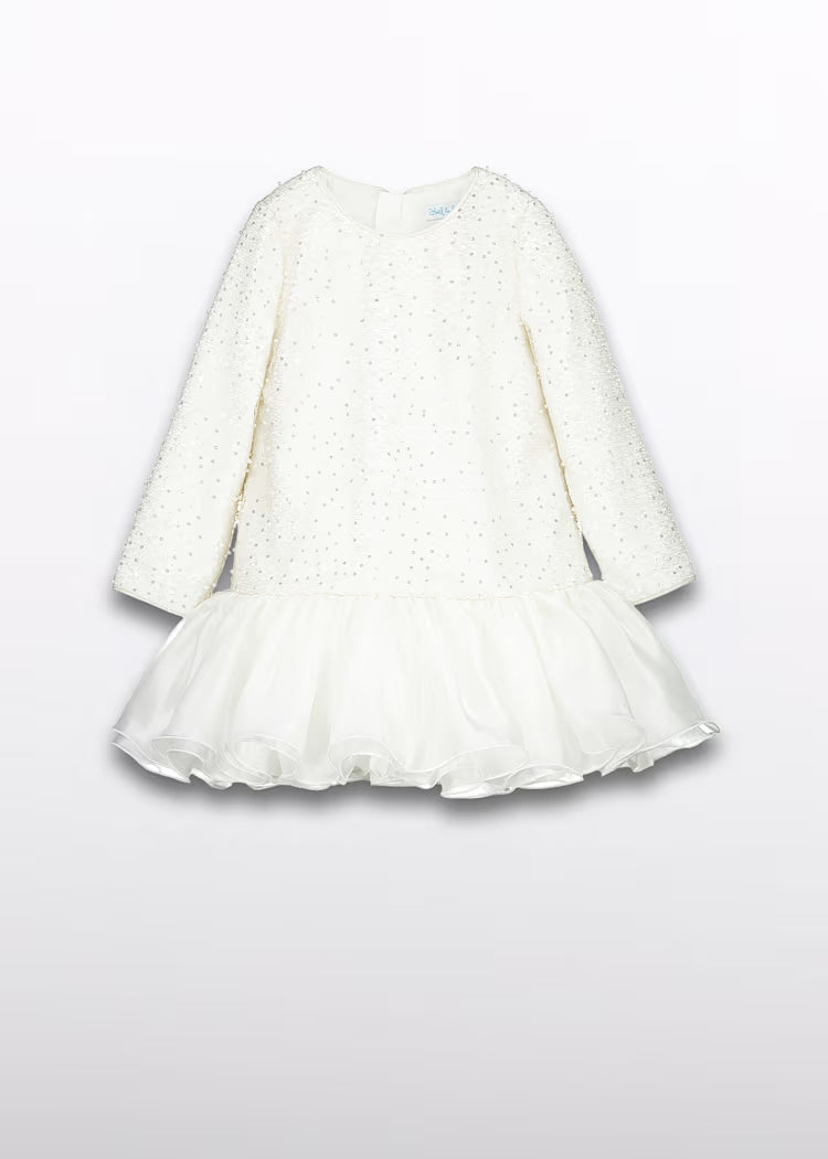ABEL & LULA GIRLS PEARL-EMBELLISHED DRESS