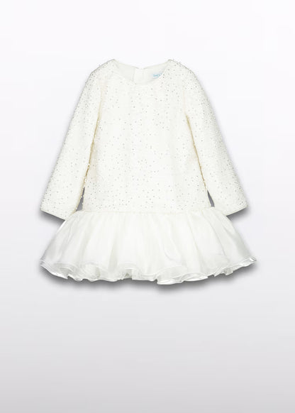 ABEL & LULA GIRLS PEARL-EMBELLISHED DRESS