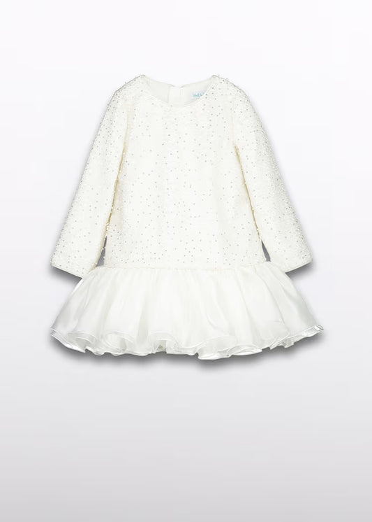 ABEL & LULA GIRLS PEARL-EMBELLISHED DRESS