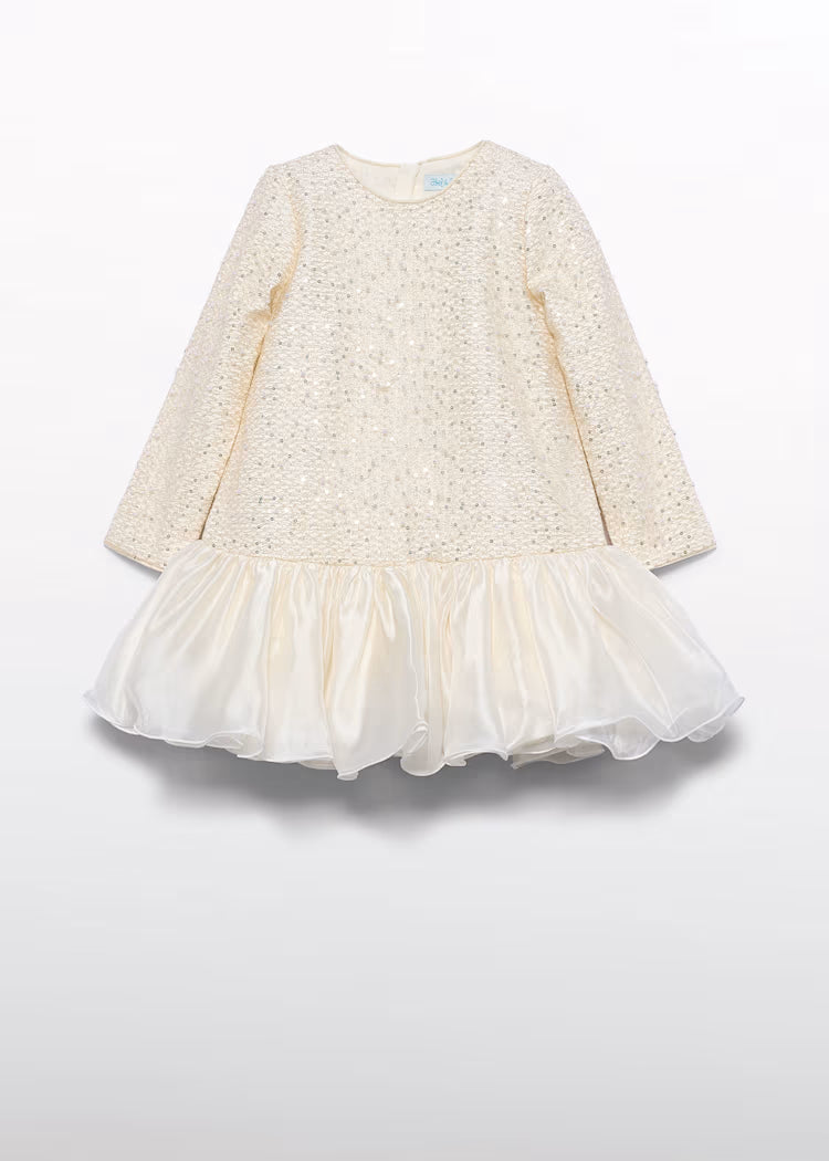 ABEL & LULA GIRLS PEARL-EMBELLISHED DRESS
