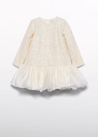 ABEL & LULA GIRLS PEARL-EMBELLISHED DRESS
