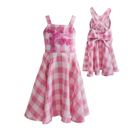 TC PINKLADY EMBROIDERED BACK BOW DRESS