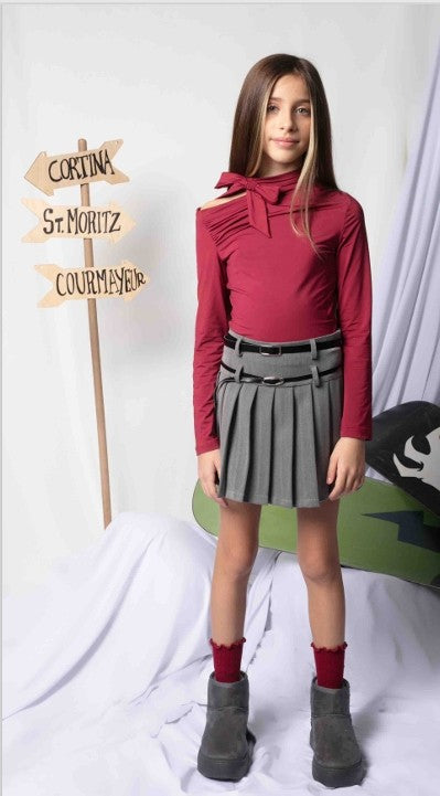 AKYTA FASHION GIRLS PLEADED WOOL SKIRT
