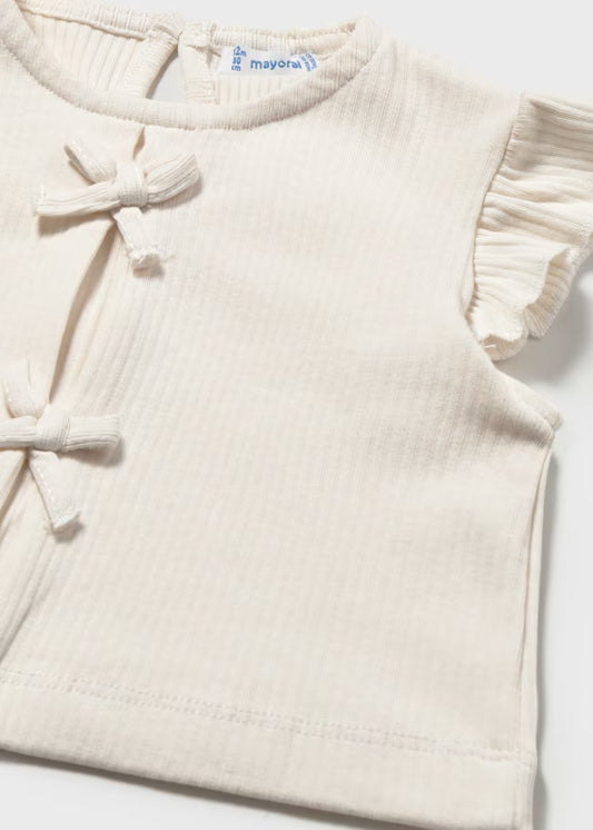 MAYORAL RIBBED BOW T SHIRT