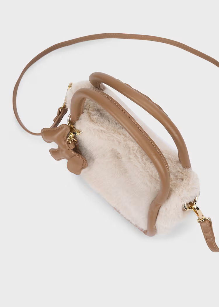 MAYORAL GIRLS FAUX-FUR BAG WITH CHARMS