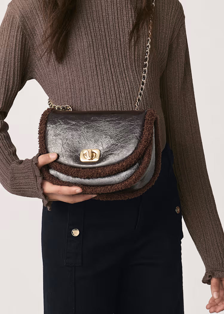 ABEL & LULA GIRLS MIXED FAUX-SHEARLING BAG