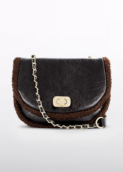 ABEL & LULA GIRLS MIXED FAUX-SHEARLING BAG