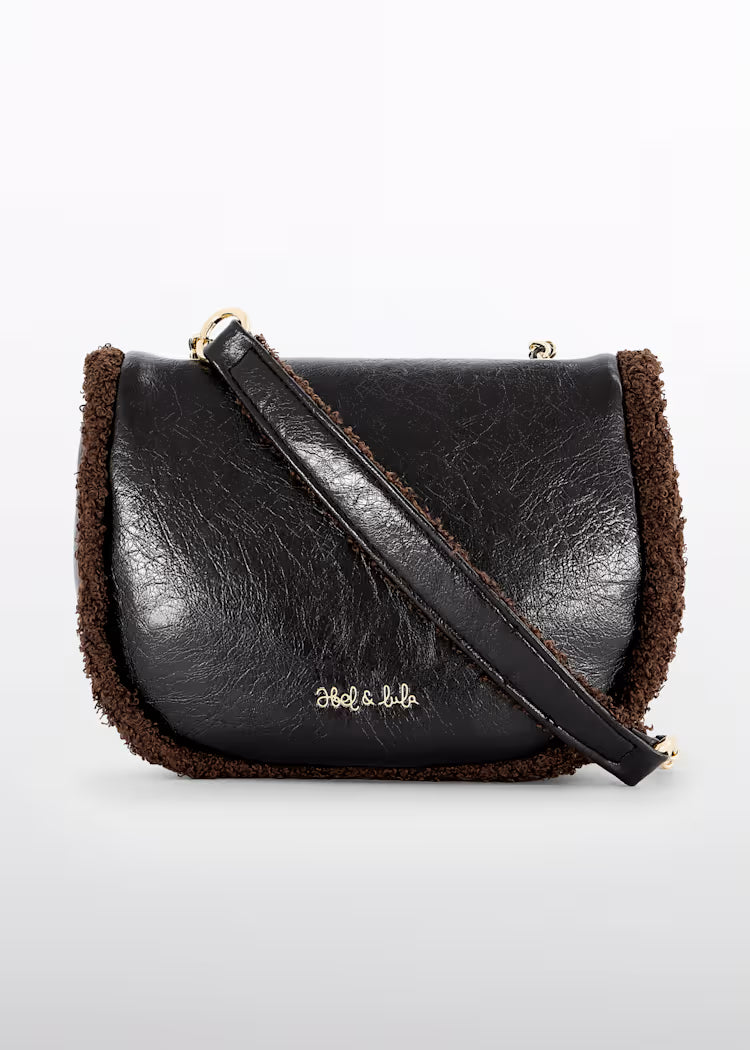ABEL & LULA GIRLS MIXED FAUX-SHEARLING BAG