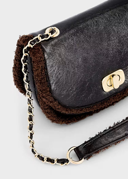 ABEL & LULA GIRLS MIXED FAUX-SHEARLING BAG