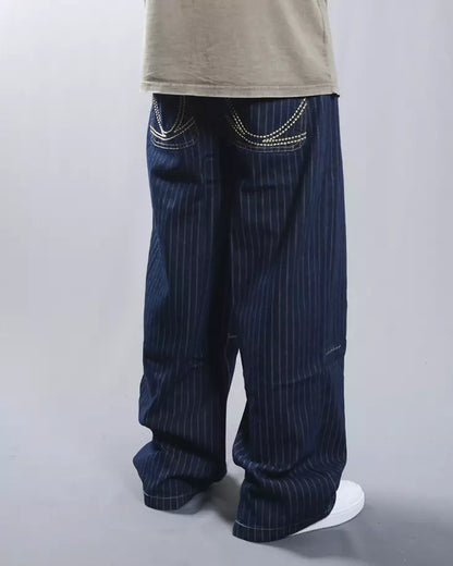 KARL KANI OG PINSTRIPE RELAXED FIT JEANS