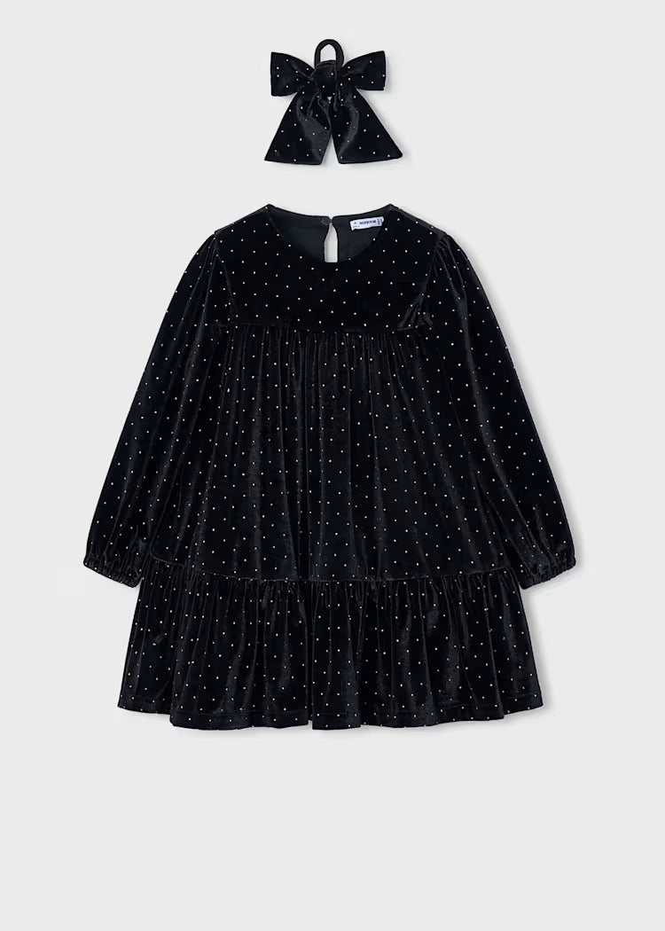 MAYORAL KIDS VELVET DRESS WITH SCRUNCHIE