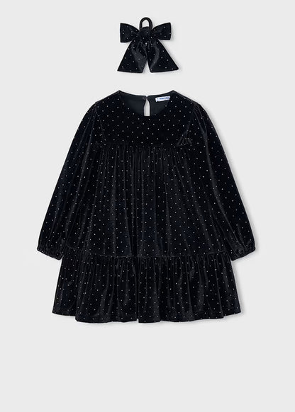 MAYORAL KIDS VELVET DRESS WITH SCRUNCHIE