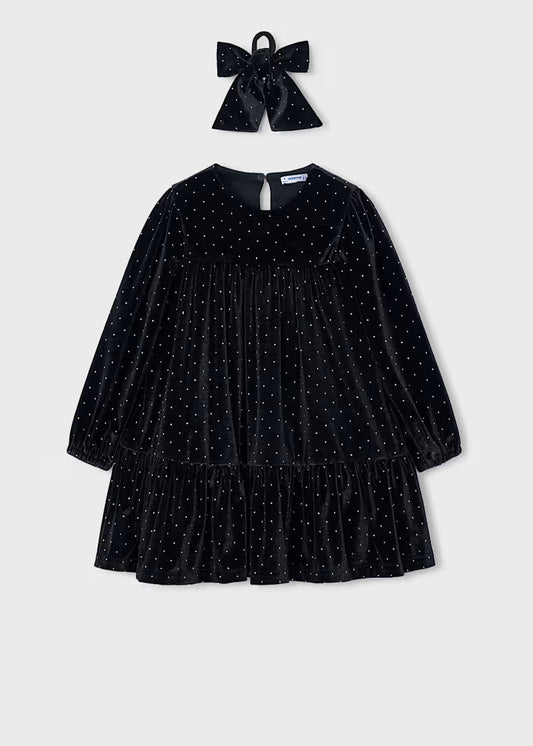 MAYORAL KIDS VELVET DRESS WITH SCRUNCHIE