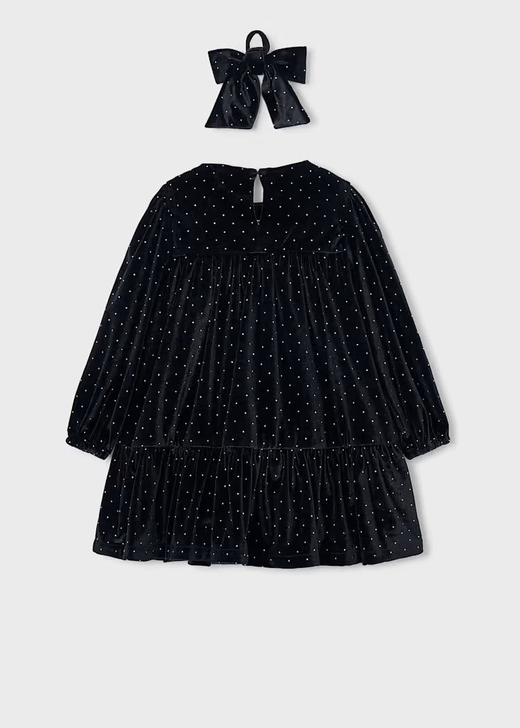 MAYORAL KIDS VELVET DRESS WITH SCRUNCHIE