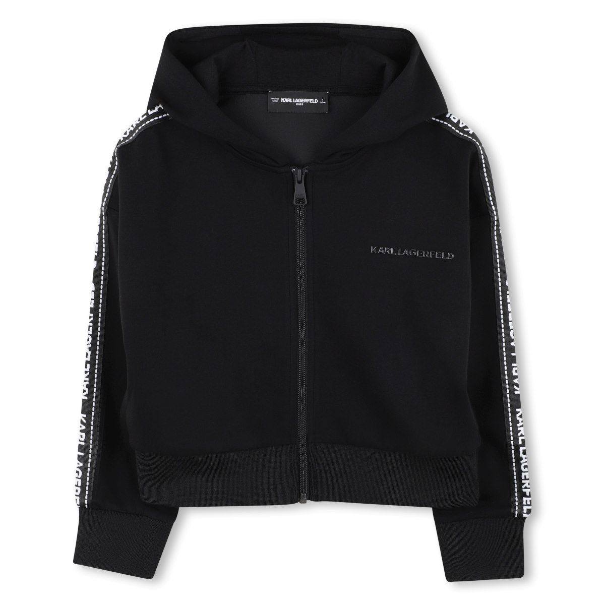 KARL LAGERFELD KIDS SIDE LOGO TAPE ZIP HOODIE