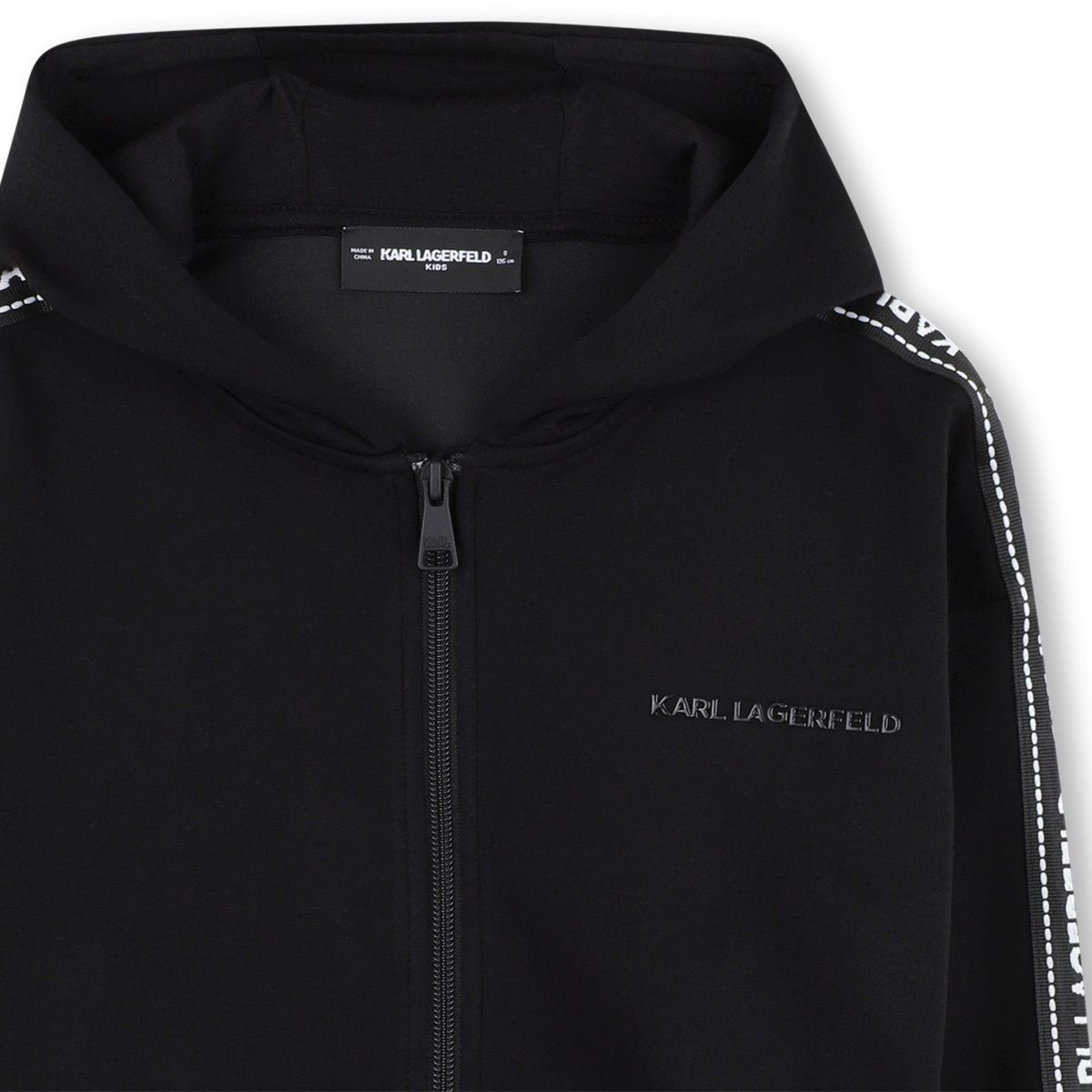 KARL LAGERFELD KIDS SIDE LOGO TAPE ZIP HOODIE