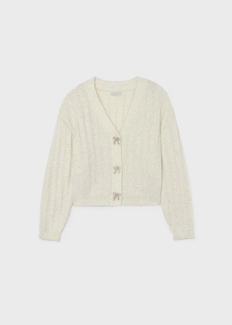 MAYORAL GIRLS KNITTED ALLOVER SEQUINS CARDIGAN