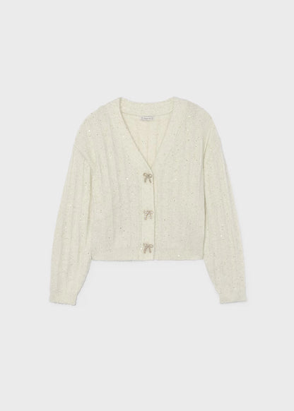 MAYORAL GIRLS KNITTED ALLOVER SEQUINS CARDIGAN