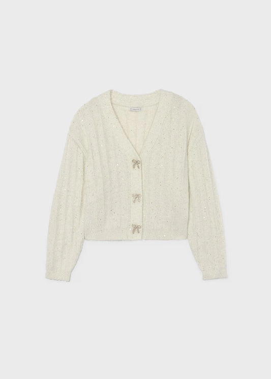 MAYORAL GIRLS KNITTED ALLOVER SEQUINS CARDIGAN