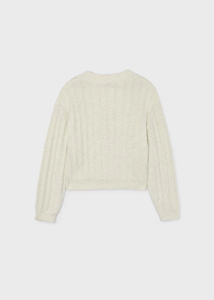 MAYORAL GIRLS KNITTED ALLOVER SEQUINS CARDIGAN