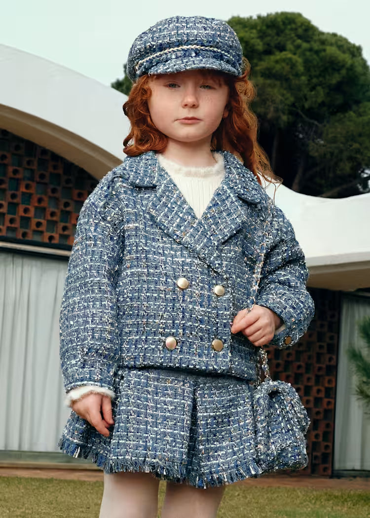 MAYORAL ABEL&LULA GIRLS CROSS-BREASTED TWEED CARDIGAN