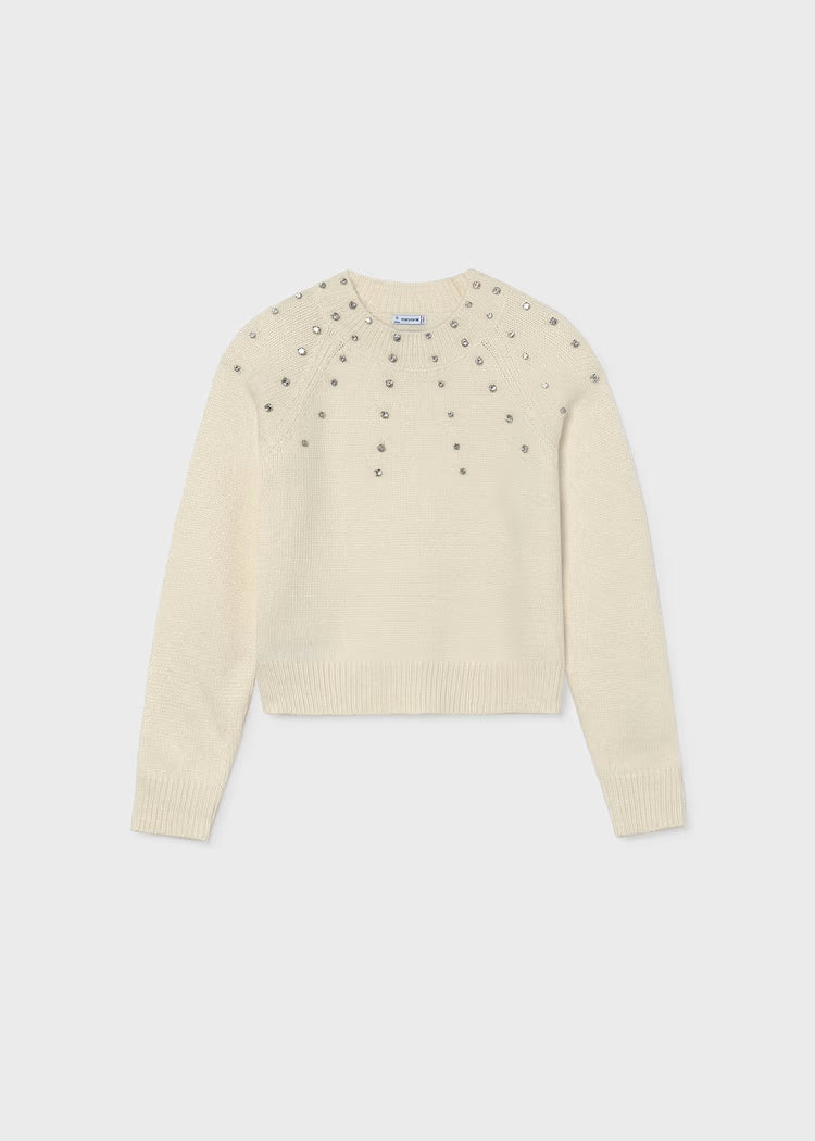 MAYORAL KIDS STRASS APPLIQUE KNITTED SWEATER