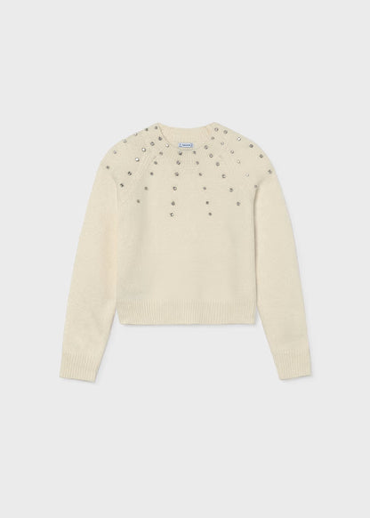 MAYORAL KIDS STRASS APPLIQUE KNITTED SWEATER