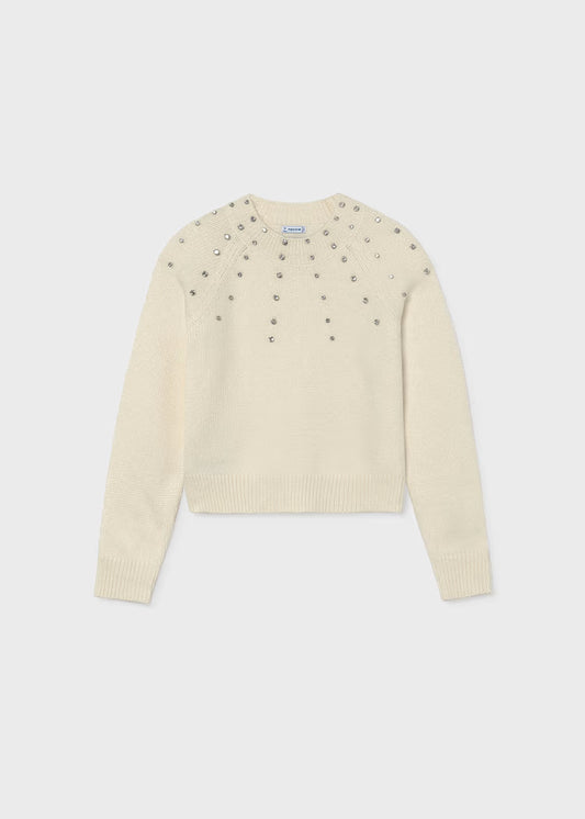 MAYORAL KIDS STRASS APPLIQUE KNITTED SWEATER