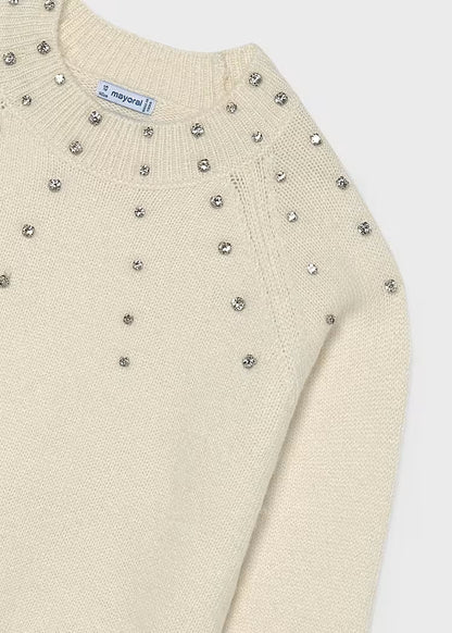 MAYORAL KIDS STRASS APPLIQUE KNITTED SWEATER