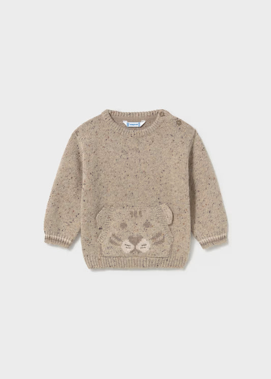 MAYORAL KIDS FACE MOTIF KNITTED SWEATER