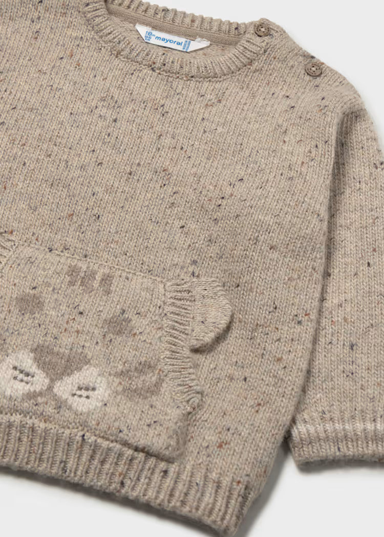 MAYORAL KIDS FACE MOTIF KNITTED SWEATER